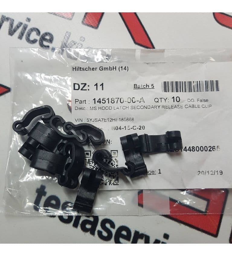Клипса тросика аварийного открытия капота, Tesla Model S (OEM 1451870-00-A)