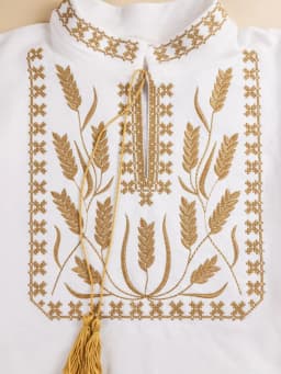 Чоловіча вишиванка "Колоски" довгий рукав, Білий, 3XL — фото 3