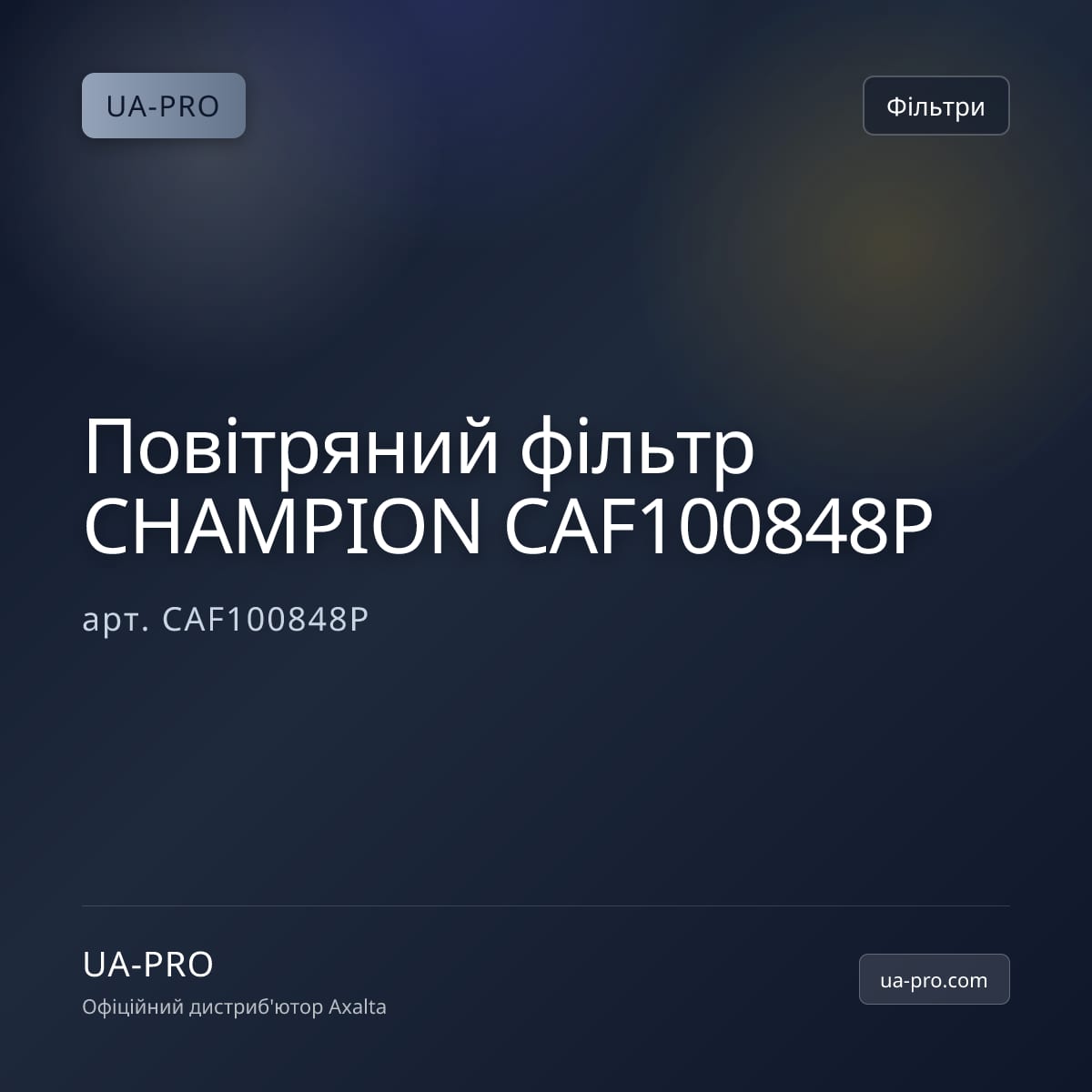 Повітряний фільтр CHAMPION CAF100848P