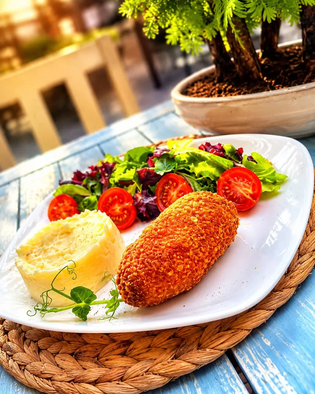Kotoletë Kiev me pure patatesh — The Step Garden, Sunny Beach